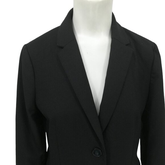 J Crew Factory Black Lightweight Wool Blazer Size 6 Lined Jacket Career 2 Button - Picture 5 of 13